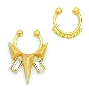 Fake Gold Spike Rhinestone Septum Rings